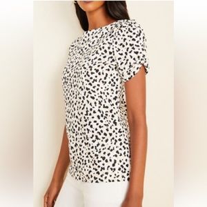 Ann Taylor “Shadow Spot Puff Sleeve Pima Cotton Tee”